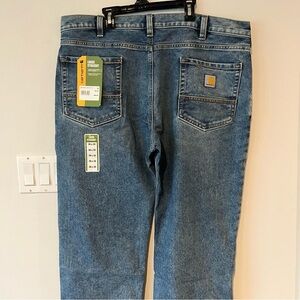 NEW Carhartt Men's Loose Straight Rugged Flex Blue Jeans Pants 38 x 30 Workwear
